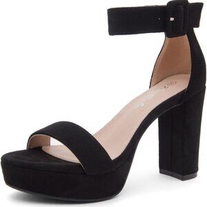 Women’s Chunky Platform Heels 4 Inch Block Heeled Sandals Open Toe Dressy